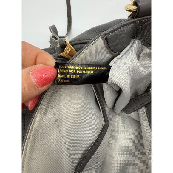 Aimee Kestenberg Womens‎ Gray Pebbled Leather Fold Over Medium Tote Bag Travel - Picture 12 of 16